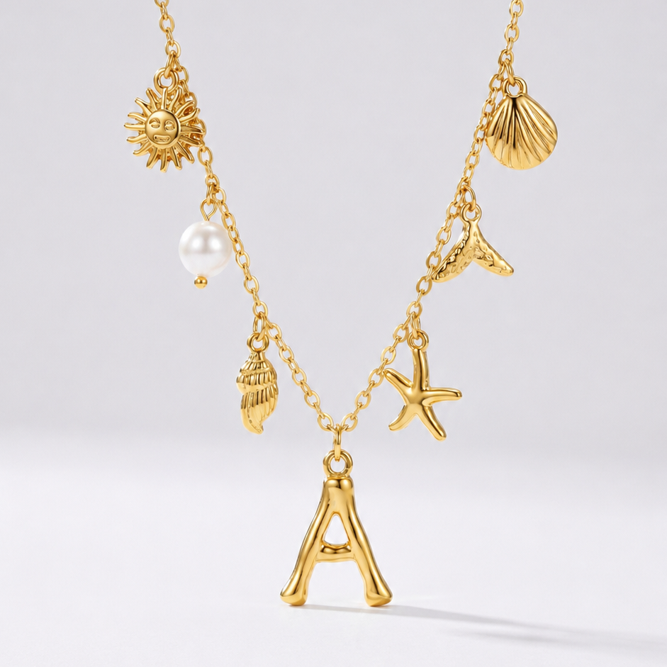 Colar Letra Oceano Dourado