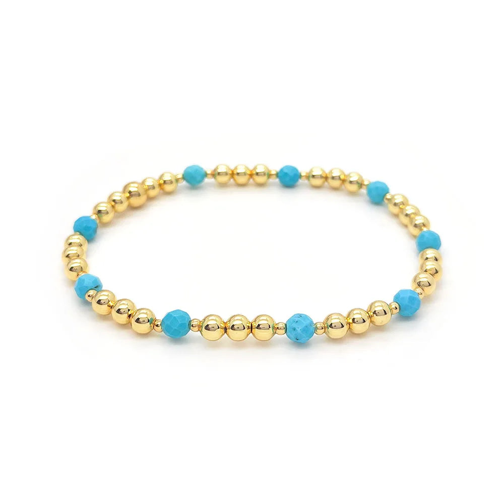 Pulseira de Encanto de Cruz com Contas de Turquesa Vintage