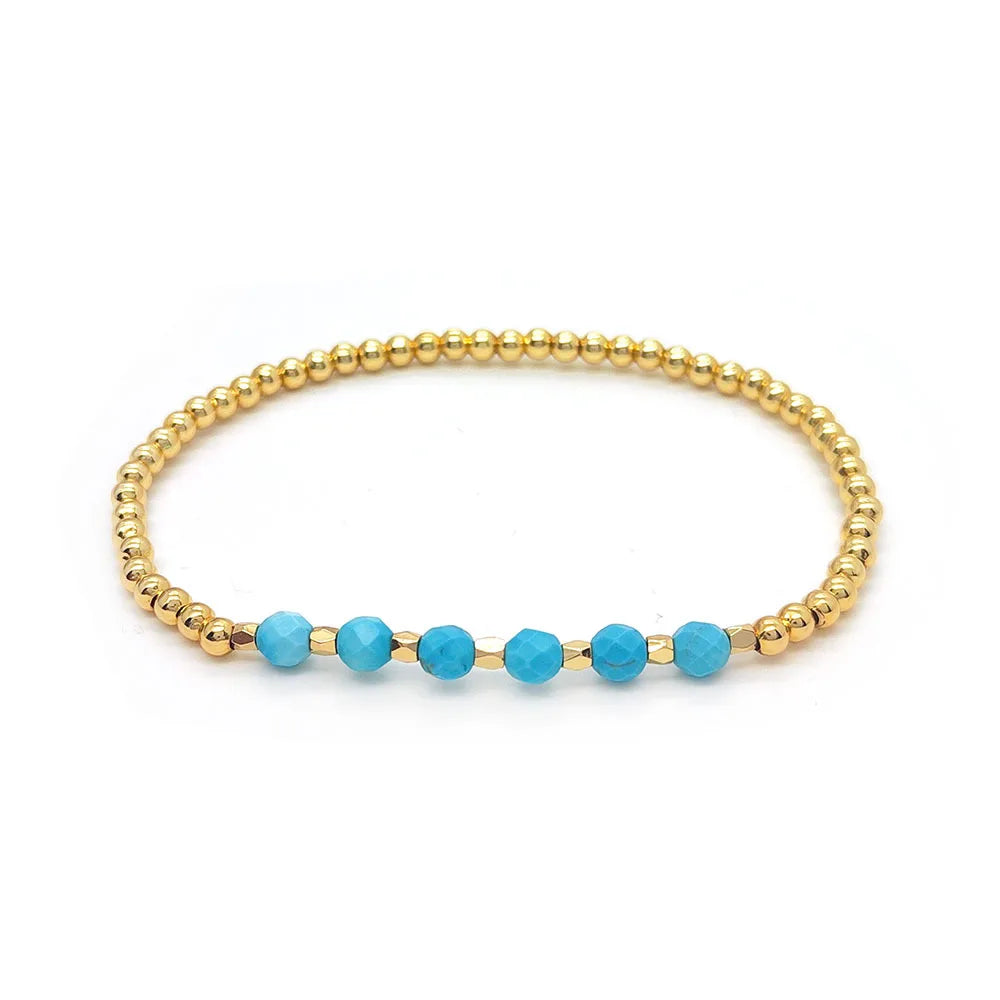 Pulseira de Encanto de Cruz com Contas de Turquesa Vintage