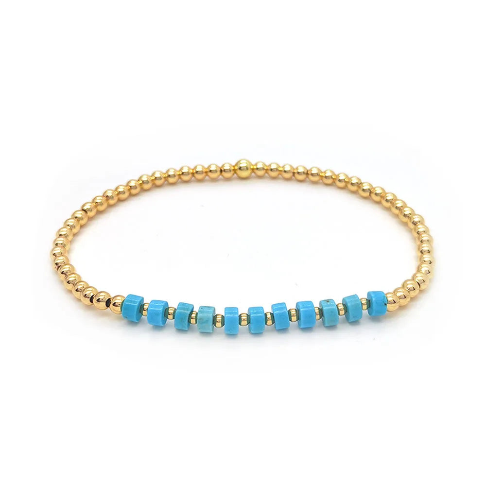 Pulseira de Encanto de Cruz com Contas de Turquesa Vintage