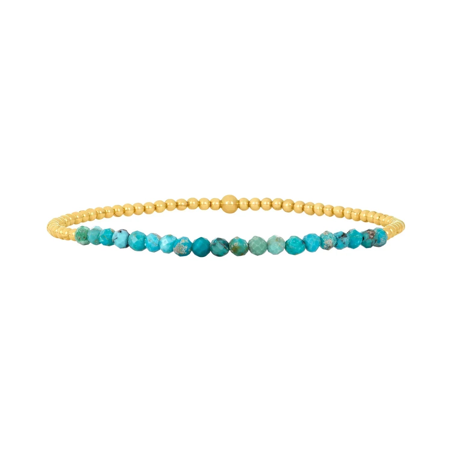 Pulseira de contas de turquesa em ouro de 18 quilates
